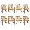 Image de vidaXL Chaises de jardin lot de 8 et coussins blanc crème Teck solide