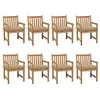 Image de vidaXL Chaises de jardin lot de 8 avec coussins beige Bois teck solide
