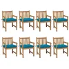 Image de vidaXL Chaises de jardin lot de 8 avec coussins bleu clair Teck solide