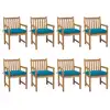Image de vidaXL Chaises de jardin lot de 8 avec coussins bleu clair Teck solide