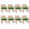 Image de vidaXL Chaises de jardin lot de 8 avec coussins vert Bois teck solide