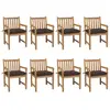 Image de vidaXL Chaises de jardin lot de 8 avec coussins taupe Bois teck solide