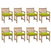 Image de vidaXL Chaises de jardin lot de 8 avec coussins vert vif Teck solide