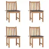 Image de vidaXL Chaises de jardin lot de 4 avec coussins Bois de teck massif