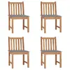 Image de vidaXL Chaises de jardin lot de 4 avec coussins Bois de teck massif