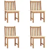 Image de vidaXL Chaises de jardin lot de 4 avec coussins Bois de teck massif