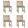 Image de vidaXL Chaises de jardin lot de 4 avec coussins Bois de teck massif