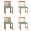 Image de vidaXL Chaises de jardin lot de 4 avec coussins Bois de teck massif