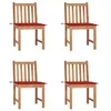 Image de vidaXL Chaises de jardin lot de 4 avec coussins Bois de teck massif