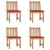 Image de vidaXL Chaises de jardin lot de 4 avec coussins Bois de teck massif