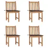 Image de vidaXL Chaises de jardin lot de 4 avec coussins Bois de teck massif