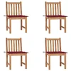 Image de vidaXL Chaises de jardin lot de 4 avec coussins Bois de teck massif