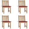 Image de vidaXL Chaises de jardin lot de 4 avec coussins Bois de teck massif