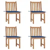 Image de vidaXL Chaises de jardin lot de 4 avec coussins Bois de teck massif