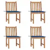 Image de vidaXL Chaises de jardin lot de 4 avec coussins Bois de teck massif