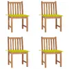 Image de vidaXL Chaises de jardin lot de 4 avec coussins Bois de teck massif