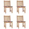 Image de vidaXL Chaises de jardin lot de 4 avec coussins Bois de teck massif