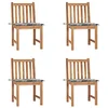 Image de vidaXL Chaises de jardin lot de 4 avec coussins Bois de teck massif