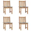 Image de vidaXL Chaises de jardin lot de 4 avec coussins Bois de teck massif