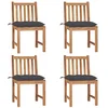 Image de vidaXL Chaises de jardin lot de 4 avec coussins Bois de teck massif