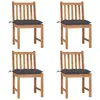 Image de vidaXL Chaises de jardin lot de 4 avec coussins Bois de teck massif