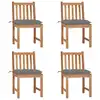 Image de vidaXL Chaises de jardin lot de 4 avec coussins Bois de teck massif