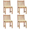 Image de vidaXL Chaises de jardin lot de 4 avec coussins Bois de teck massif