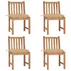 Image de vidaXL Chaises de jardin lot de 4 avec coussins Bois de teck massif