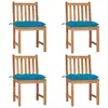Image de vidaXL Chaises de jardin lot de 4 avec coussins Bois de teck massif