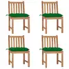 Image de vidaXL Chaises de jardin lot de 4 avec coussins Bois de teck massif