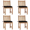 Image de vidaXL Chaises de jardin lot de 4 avec coussins Bois de teck massif