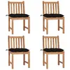 Image de vidaXL Chaises de jardin lot de 4 avec coussins Bois de teck massif