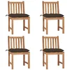 Image de vidaXL Chaises de jardin lot de 4 avec coussins Bois de teck massif