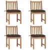 Image de vidaXL Chaises de jardin lot de 4 avec coussins Bois de teck massif