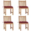 Image de vidaXL Chaises de jardin lot de 4 avec coussins Bois de teck massif