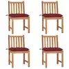 Image de vidaXL Chaises de jardin lot de 4 avec coussins Bois de teck massif