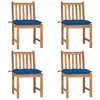 Image de vidaXL Chaises de jardin lot de 4 avec coussins Bois de teck massif