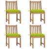 Image de vidaXL Chaises de jardin lot de 4 avec coussins Bois de teck massif
