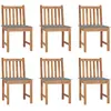 Image de vidaXL Chaises de jardin lot de 6 avec coussins Bois de teck massif