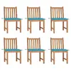 Image de vidaXL Chaises de jardin lot de 6 avec coussins Bois de teck massif