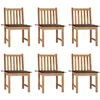 Image de vidaXL Chaises de jardin lot de 6 avec coussins Bois de teck massif