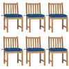 Image de vidaXL Chaises de jardin lot de 6 avec coussins Bois de teck massif