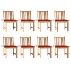 Image de vidaXL Chaises de jardin lot de 8 avec coussins Bois de teck massif