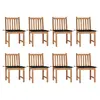 Image de vidaXL Chaises de jardin lot de 8 avec coussins Bois de teck massif