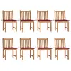 Image de vidaXL Chaises de jardin lot de 8 avec coussins Bois de teck massif