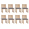 Image de vidaXL Chaises de jardin lot de 8 avec coussins Bois de teck massif