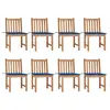 Image de vidaXL Chaises de jardin lot de 8 avec coussins Bois de teck massif