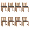 Image de vidaXL Chaises de jardin lot de 8 avec coussins Bois de teck massif