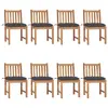 Image de vidaXL Chaises de jardin lot de 8 avec coussins Bois de teck massif