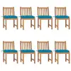 Image de vidaXL Chaises de jardin lot de 8 avec coussins Bois de teck massif